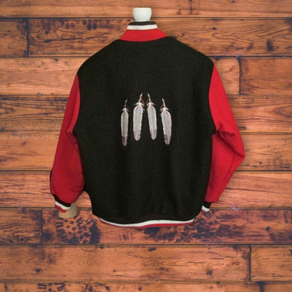 Black and Red Varsity Style Jacket - Picture 1 of 4